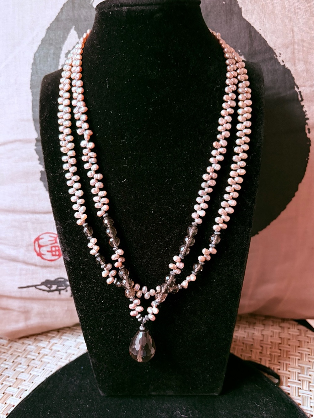 YK2 Shube Dakota West Smoky Quartz Freshwater Pearl necklace 925